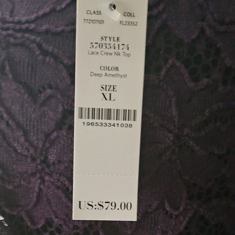 White House Black Market Deep Purple Lace Blouse - Picture 2 of 8